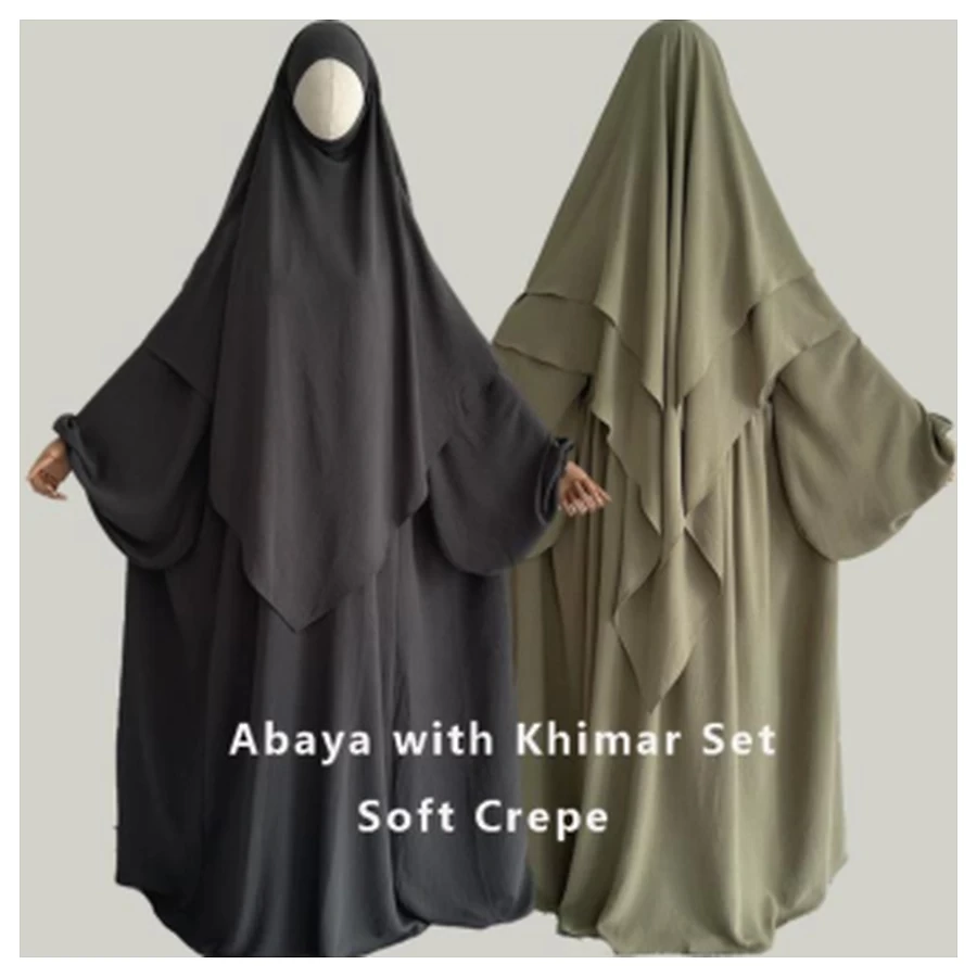 Elegant Jazz Crepe Khimar Abaya  ZY-2410