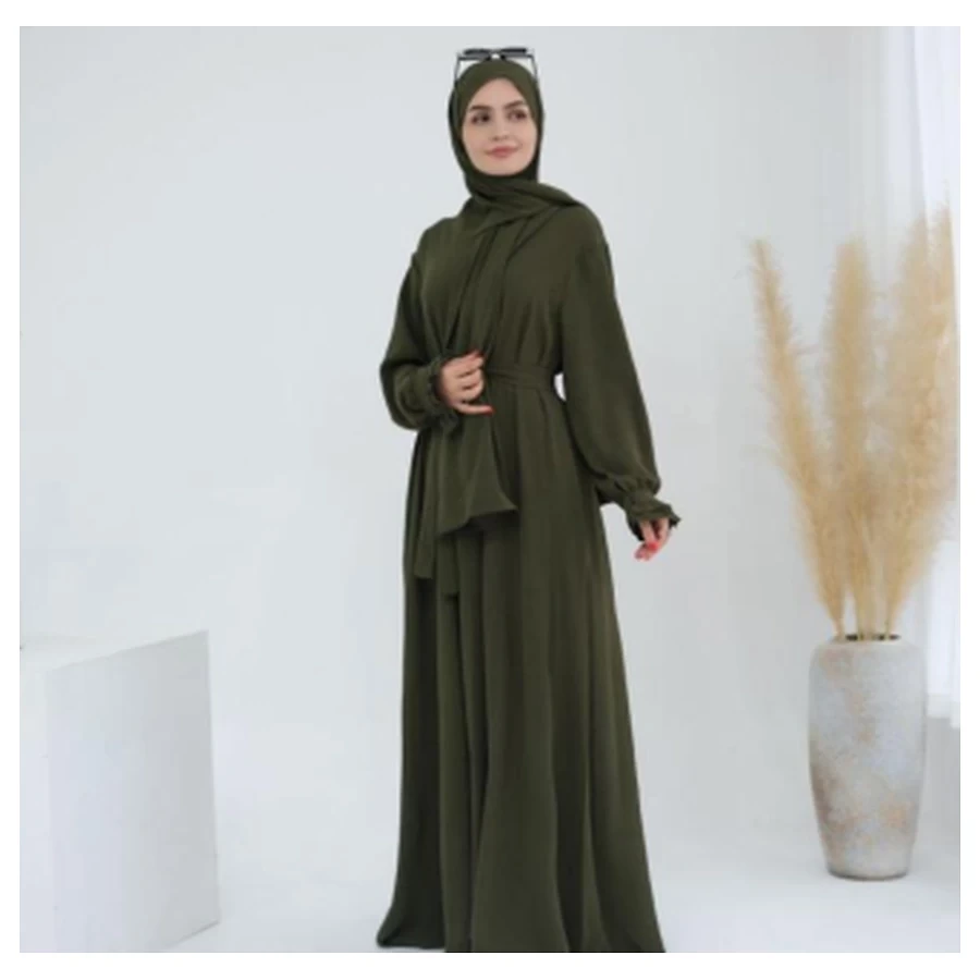 Elegant Tie-Waist Crepe Abaya #ZL-709
