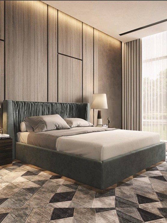 BED WITH UPHOLSTERED HEADBOARD