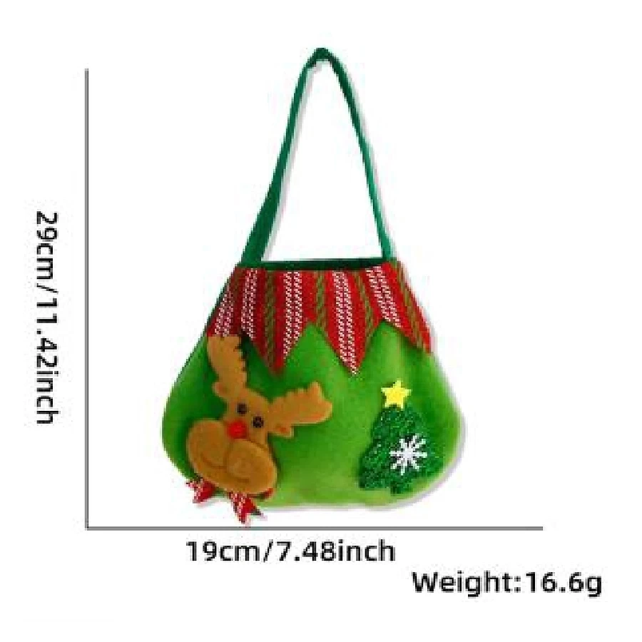 Fabric Christmas Gift Candy Bags Tote Handbag Xmas Gift Bags Sack Elk -PS109