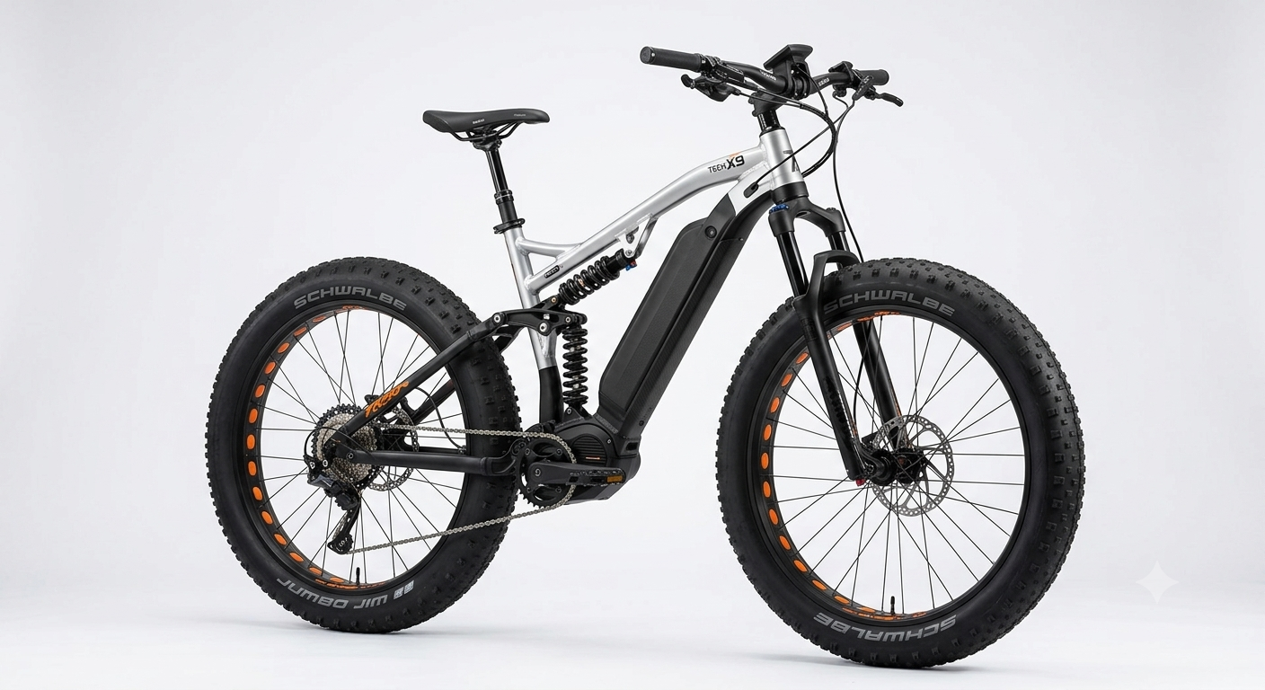 e Tough Power Rombler Tech X9 plus High Power Electric Full Suspension Fat Bike