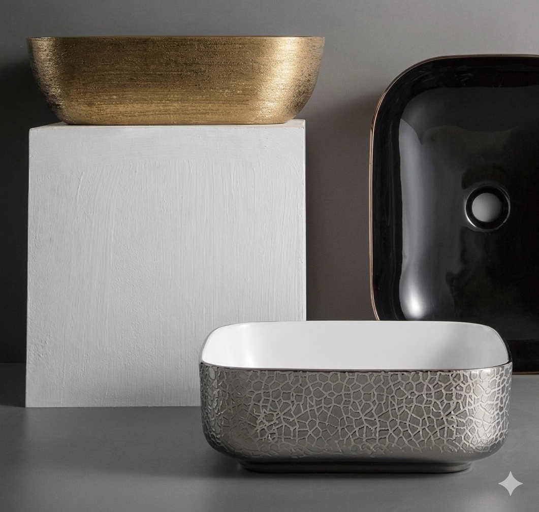SILVER & WHITE DESIGNED BASIN