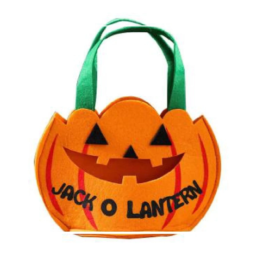 Felt Jack-O'-Lantern Pumpkin Halloween Trick-or-Treat Candy Bag
