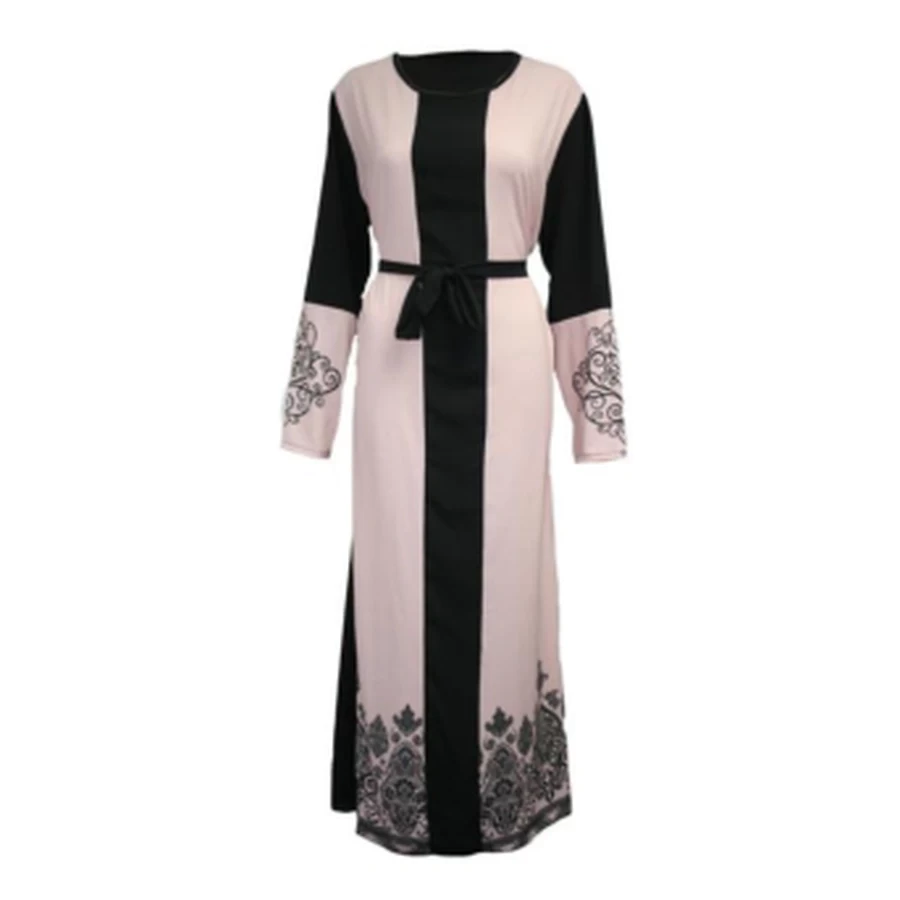 Elegant Two-Tone Printed Polyester Abaya #ydd-1911