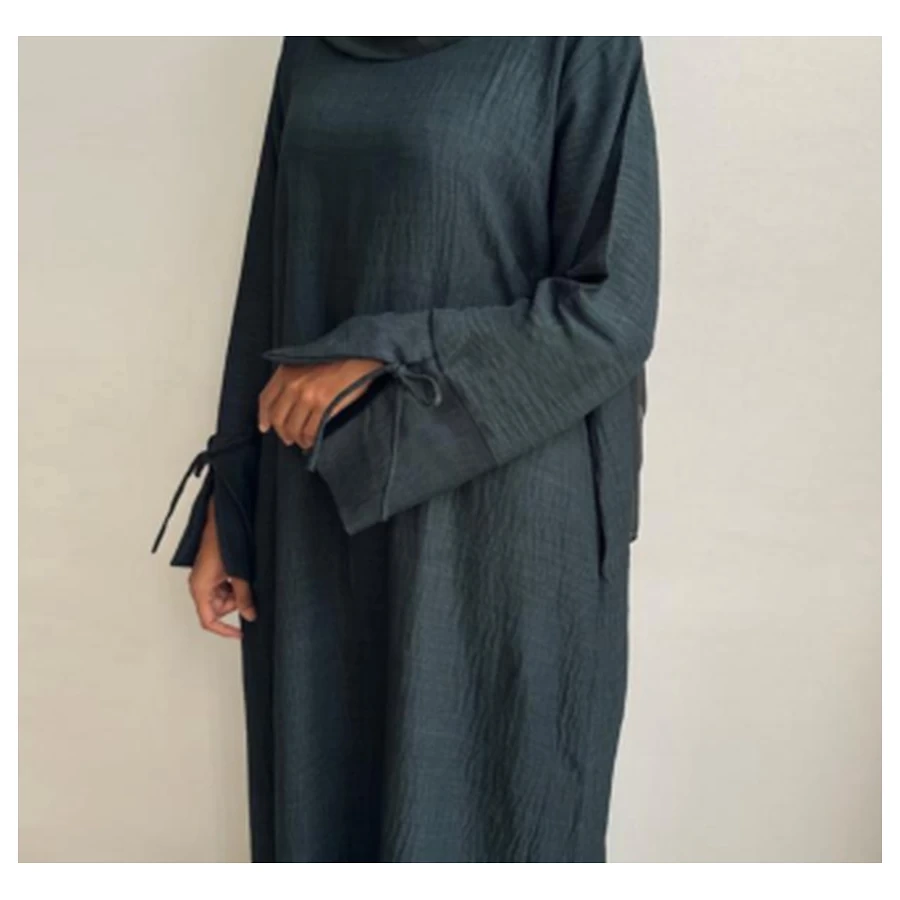 Elegant Textured Polyester Abaya #LR946