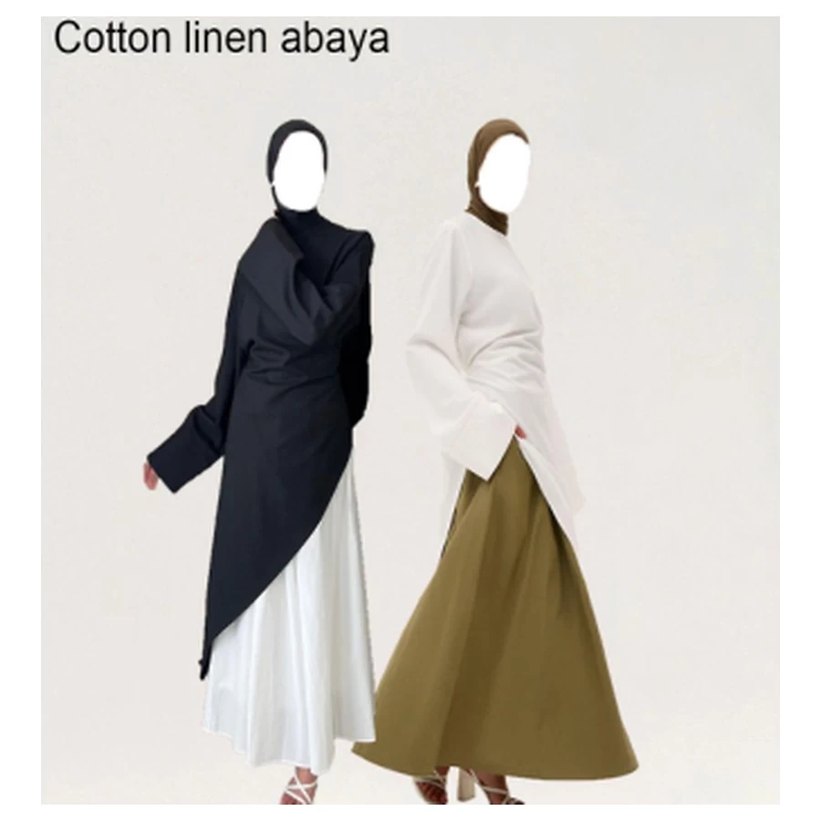 Elegant Cotton Linen Abaya #1100