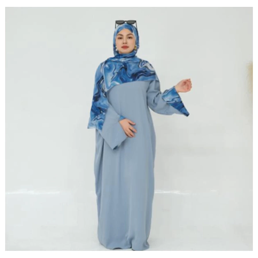 Elegant Draped Nida Abaya with Matching Hijab #LR942