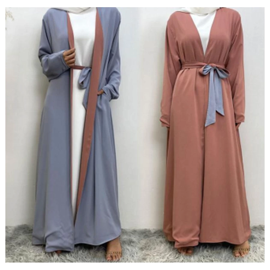 Elegant Belted Nida Open-Front Abaya -  1991